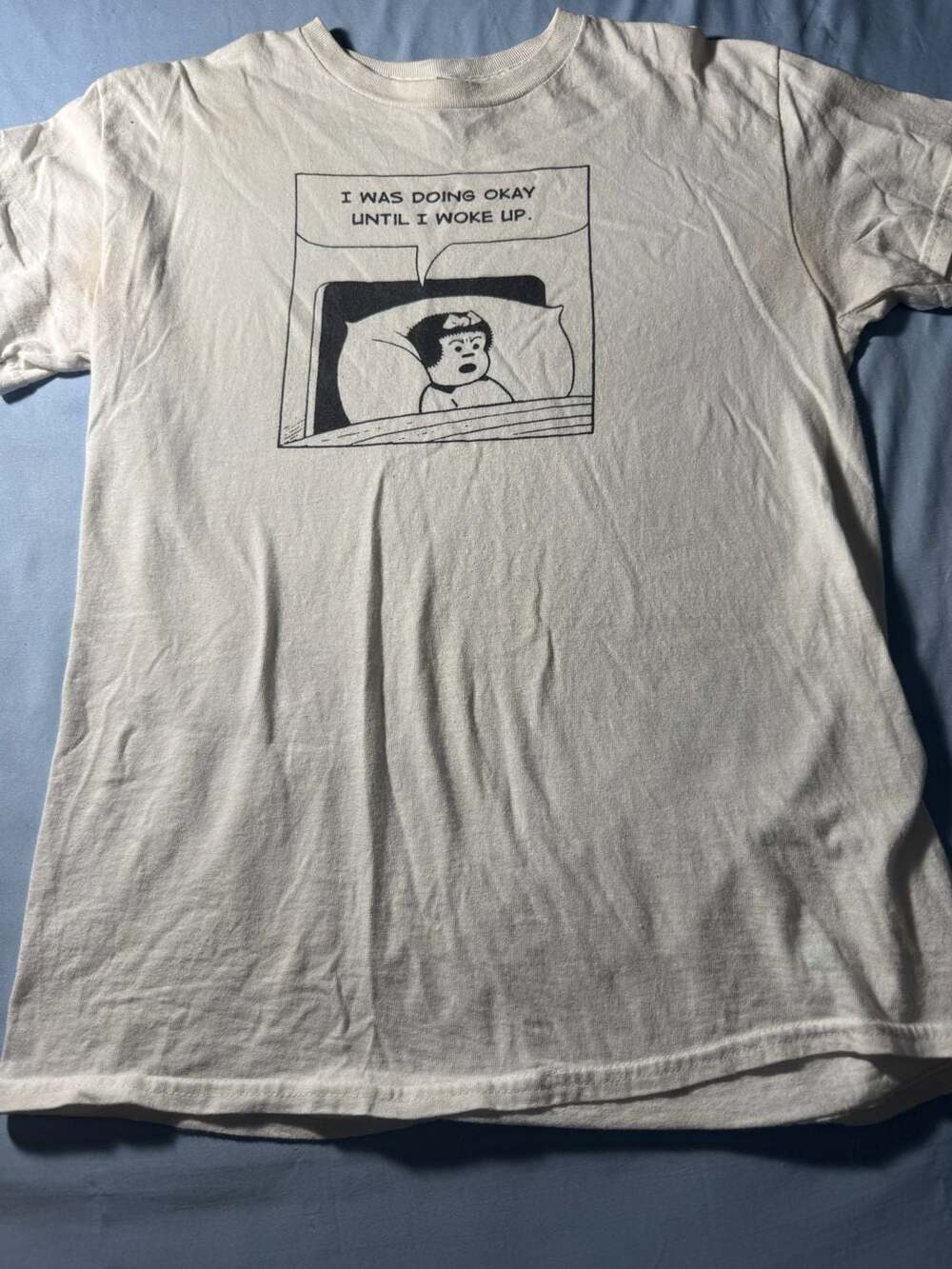 Gildan Graphic T-Shirt Size M White I Was Doing Okay